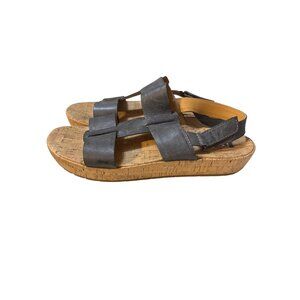 Korks Yolandi Leather Cork Sole Strappy Sandals Size 9 Adjustable Slingback Wome